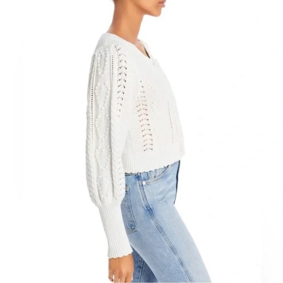 LoveShackFancy Soft White Textured Cardigan Size Small - Like New - Picture 11 of 12